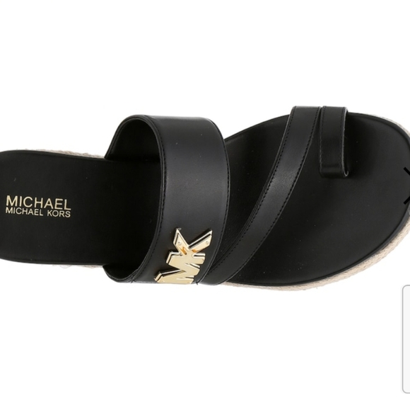 MICHAEL KORS SIDNEY ESPADRILLE  BLACK WEDGE SANDALS SIZE 10 M - Picture 5 of 14